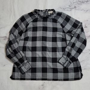 Loft Black & White Plaid Blouse